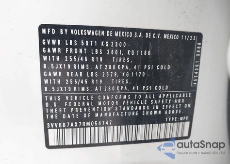2024 Volkswagen Tiguan Se R-Line Black z USA, uszkodzony, nr VIN 3VV8B7AX7RM054747